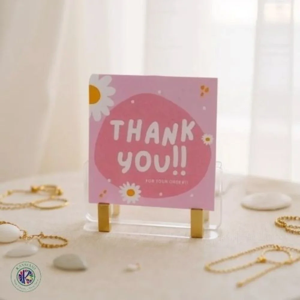 100 Thank You Cards – Pink Floral & Letter Design – Small Business Packaging Ins